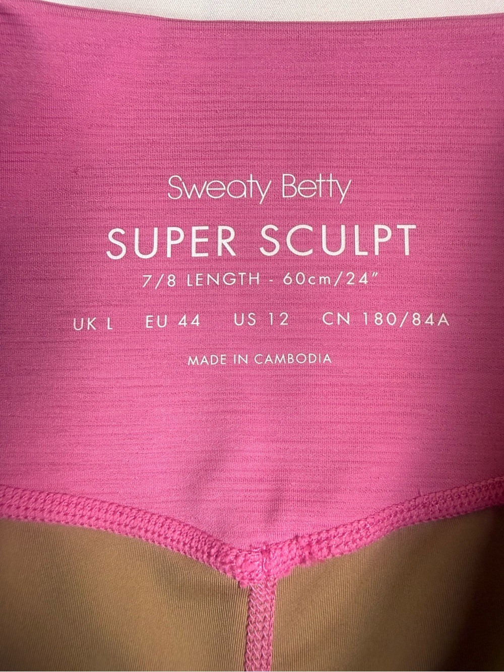 Sweaty Betty Super Sculpt 7/8 Leggings Pink High Rise Pocket Yoga US 12 - Picture 3 of 9